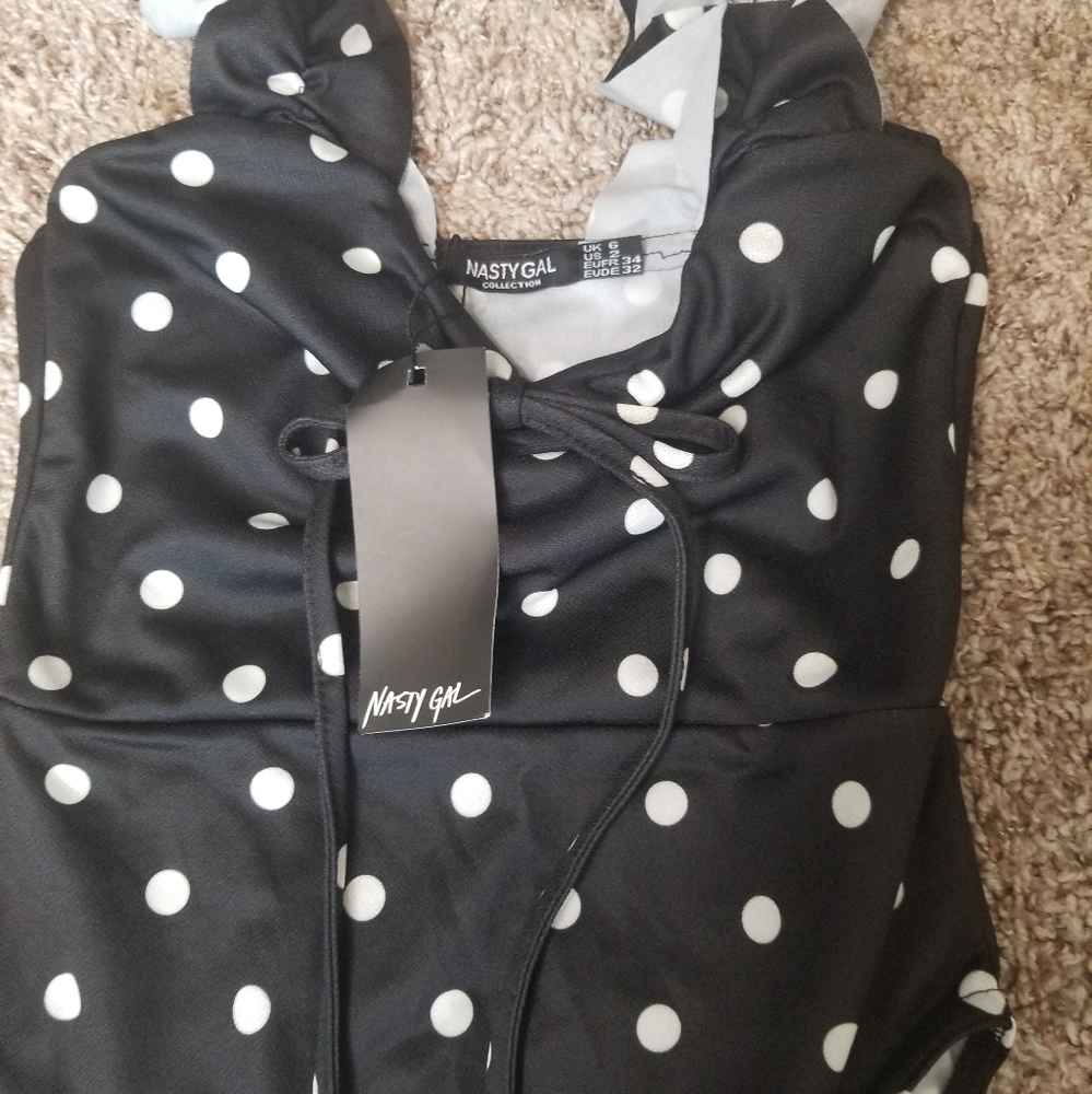 NWT Nasty Gal Polka Dot One Piece Swimsuit - Picture 4 of 9